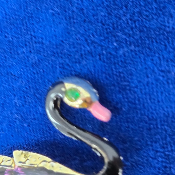 Vintage Swan Enamel White Gold Pin Brooch Fashion Jewelry Black Purple Green - Picture 5 of 16